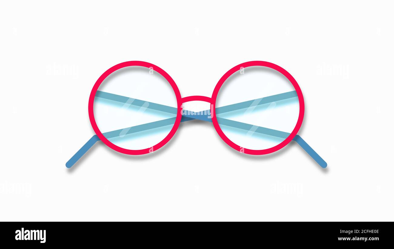 immagine di occhiali da cartoni animati su sfondo bianco Foto Stock