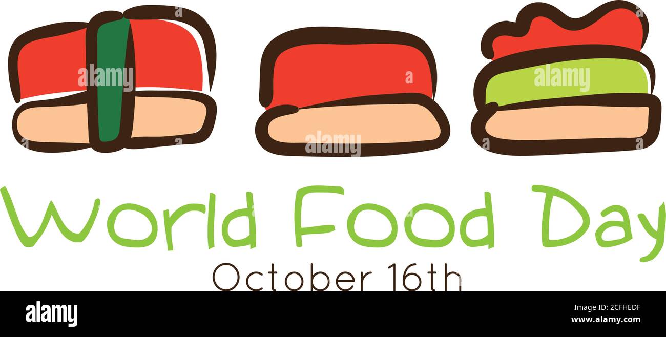world food day celebration scritta con sushi flat style vettoriale disegno dell'illustrazione Illustrazione Vettoriale