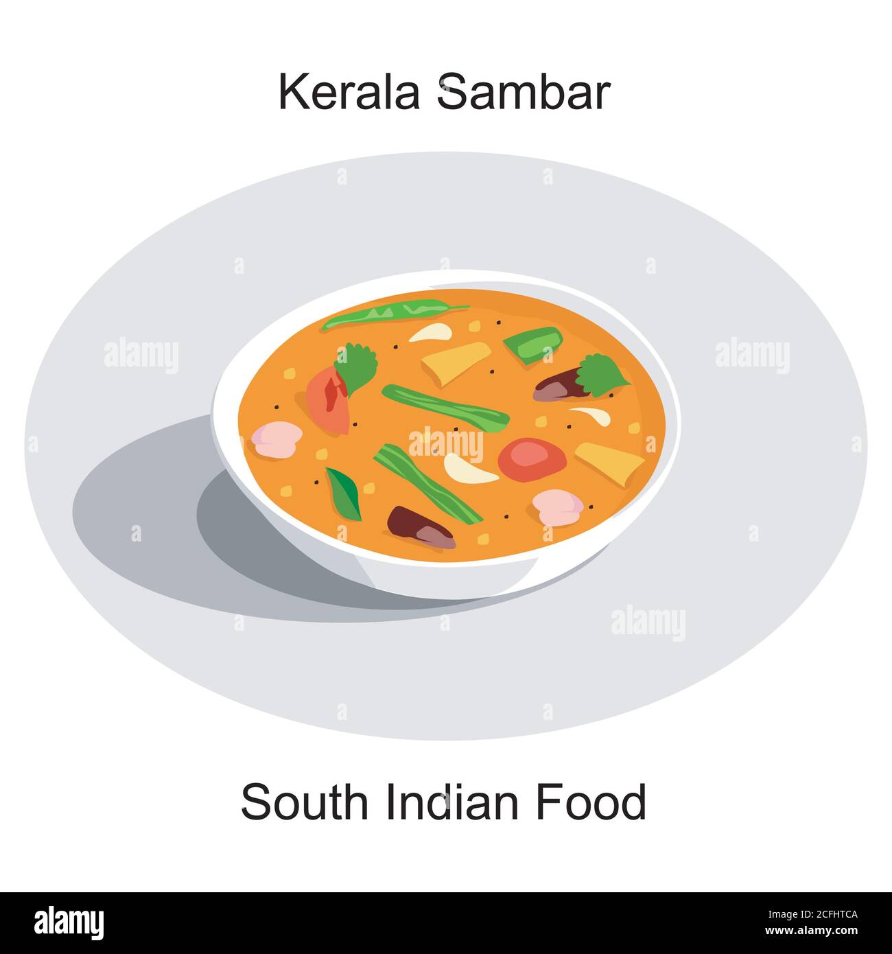 Sud indiano delizioso cibo kerala in stile sambar per onam festival isolato Illustrazione Vettoriale