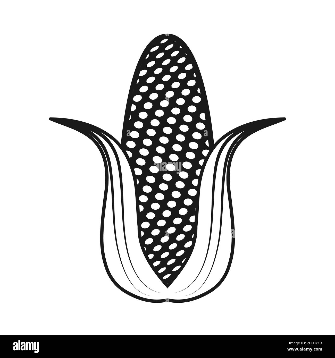 icona del mais su uno sfondo bianco isolato. Immagine vettoriale Illustrazione Vettoriale