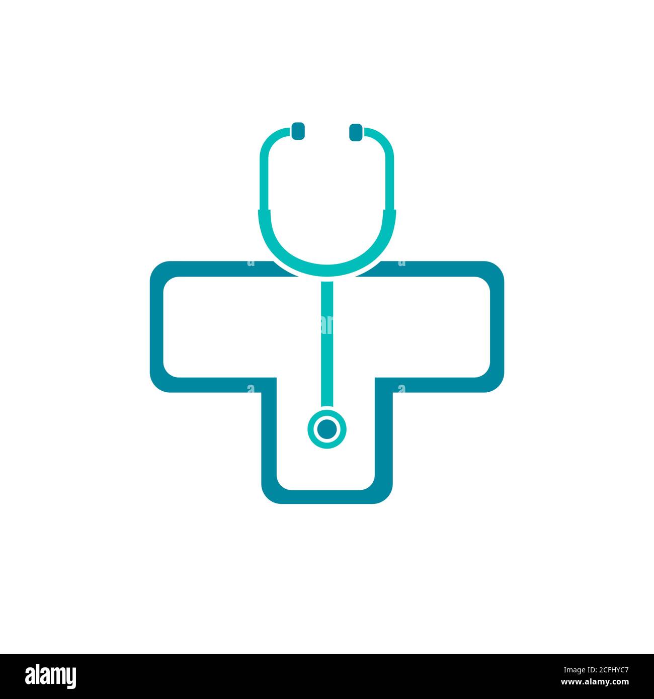 Il disegno del logo del medico e del vettore di illustrazione per la farmacia medica e di sanità e simboli dell'ospedale della clinica. Illustrazione Vettoriale
