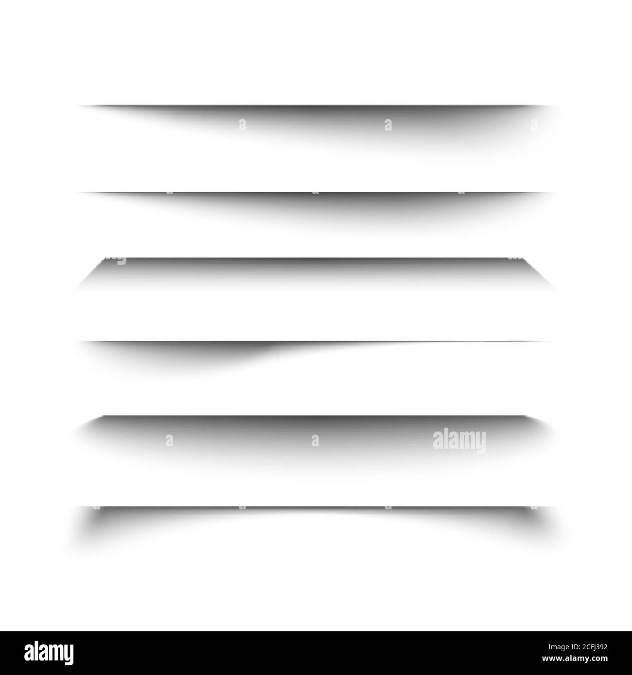 Set di ombre del bordo inferiore. Illustrazione vettoriale isolata su sfondo bianco Illustrazione Vettoriale