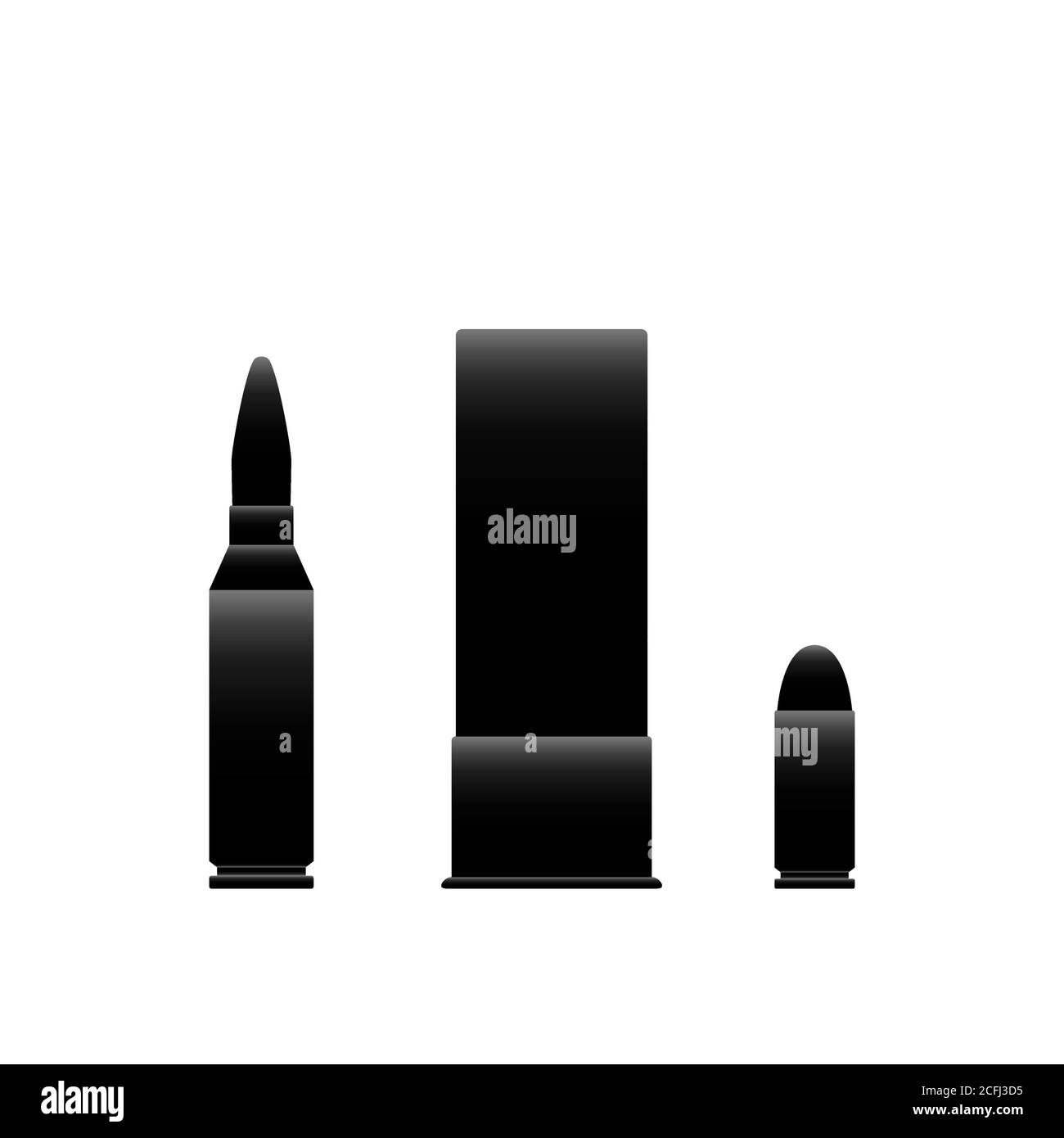 Set di icone di diversi tipi di cartucce. Illustrazione vettoriale isolata in bianco Illustrazione Vettoriale