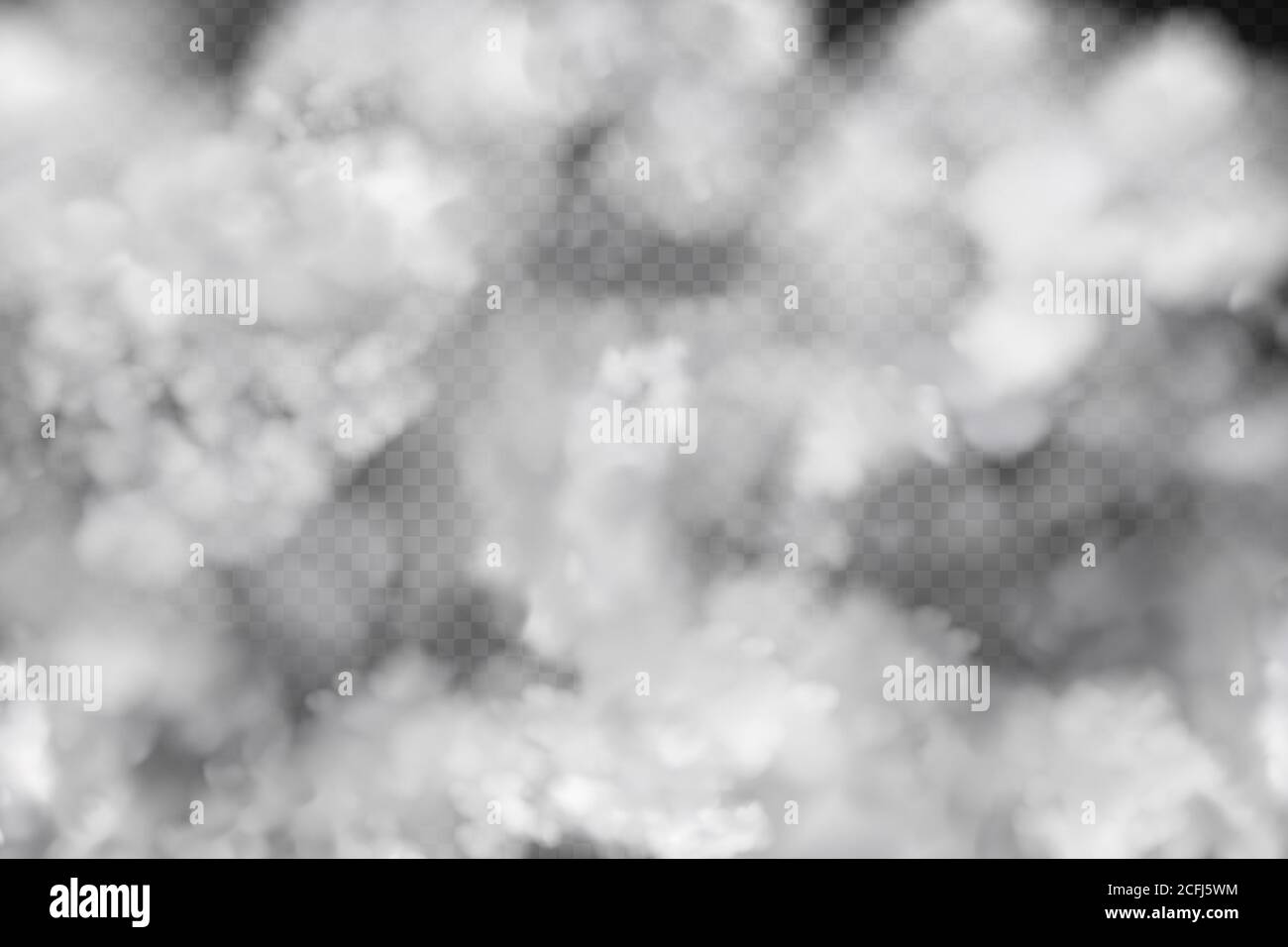 Vettore bianco nuvolosità, nebbia o fumo su sfondo scopato scuro. Illustrazione Vettoriale