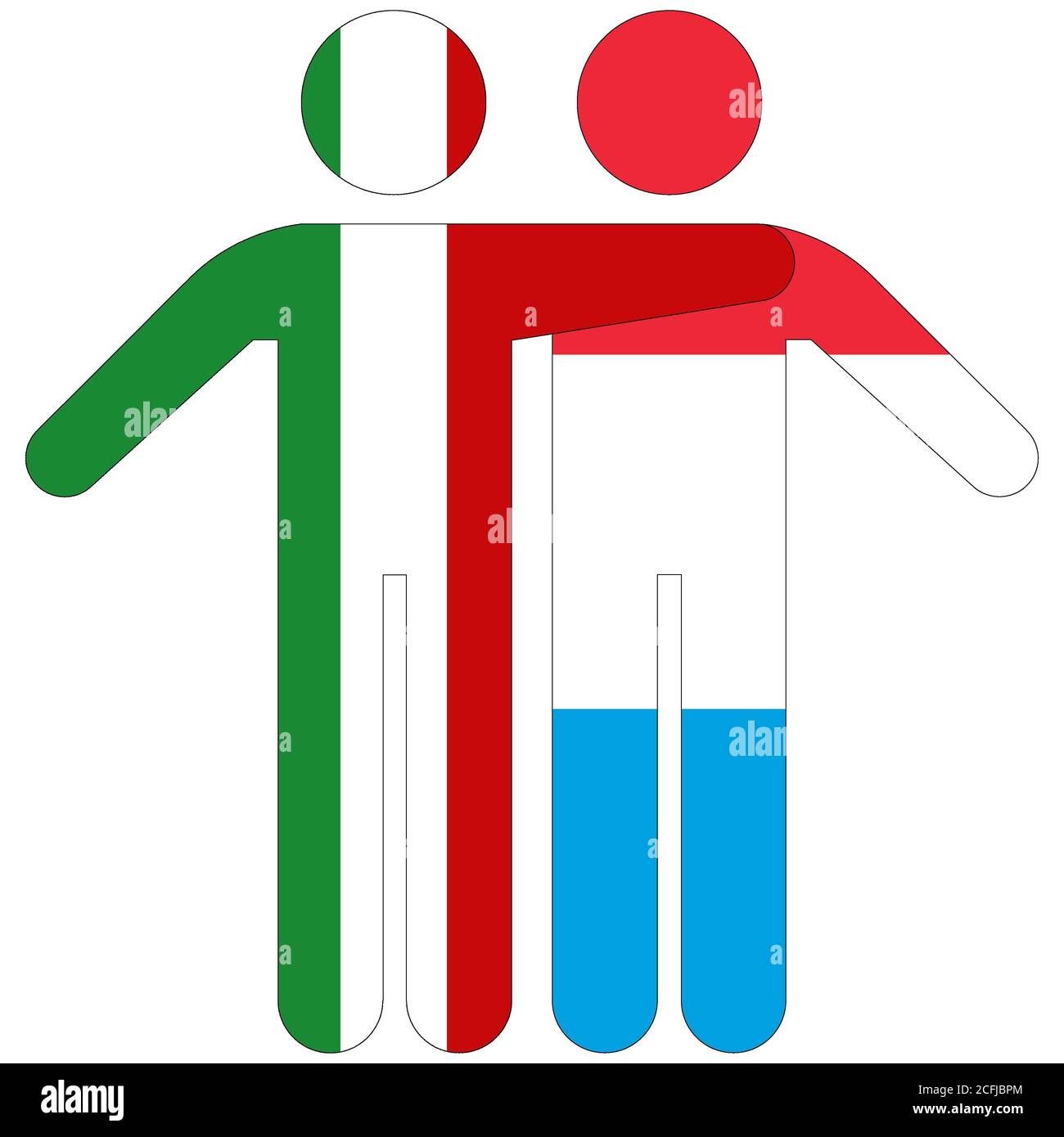 Italia - Lussemburgo / concetto di amicizia su sfondo bianco Foto Stock