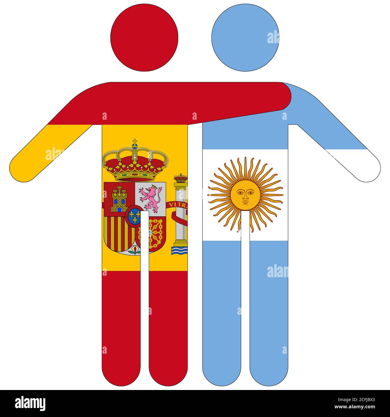 Spagna - Argentina / concetto di amicizia su sfondo bianco Foto Stock