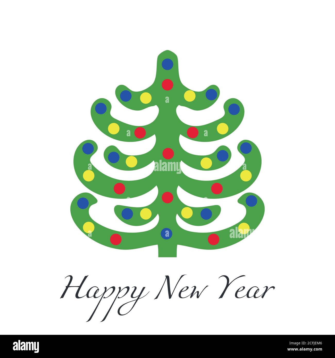 Albero di Natale. Albero di Natale decorato. Illustrazioni vettoriali isolate. Illustrazione Vettoriale