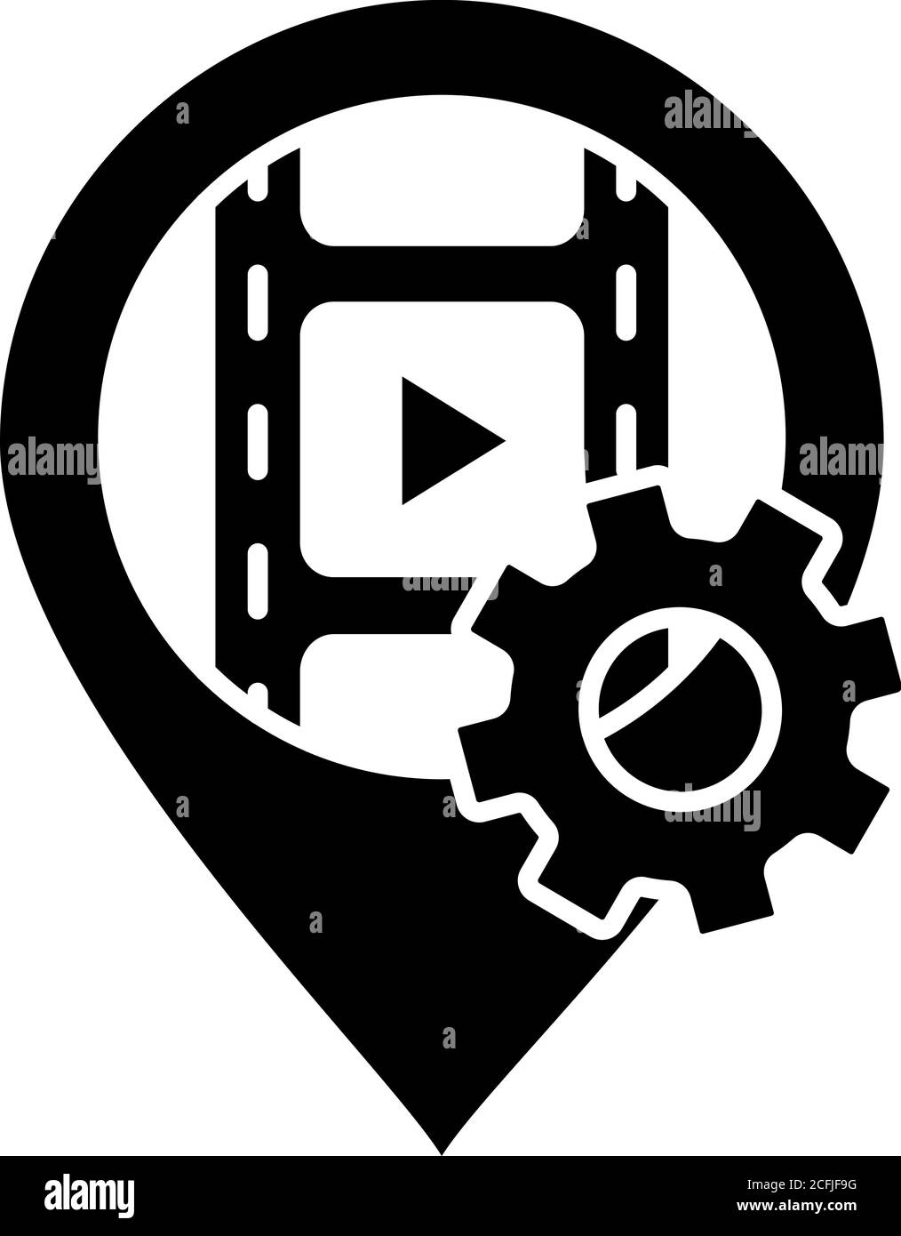 Icona glifo nero della posizione di ripresa Illustrazione Vettoriale