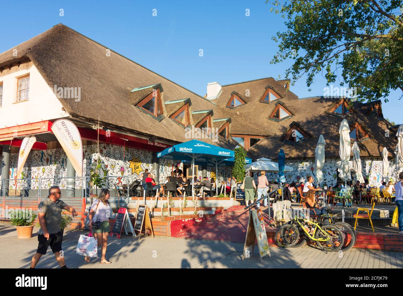 Neusiedl am See: Ristorante 'Pop up' a Neusiedler See (Lago Neusiedl) a Neusiedler See (Lago Neusiedl), Burgenland, Austria Foto Stock