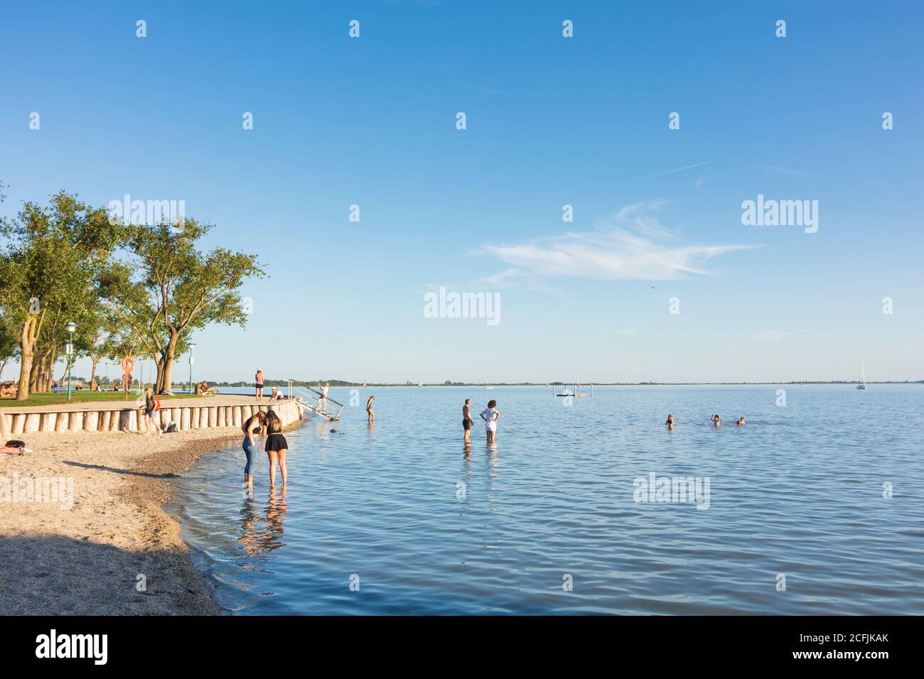 Neusiedl am See: Neusiedler See (Lago Neusiedl), spiaggia di Neusiedler See (Lago Neusiedl), Burgenland, Austria Foto Stock