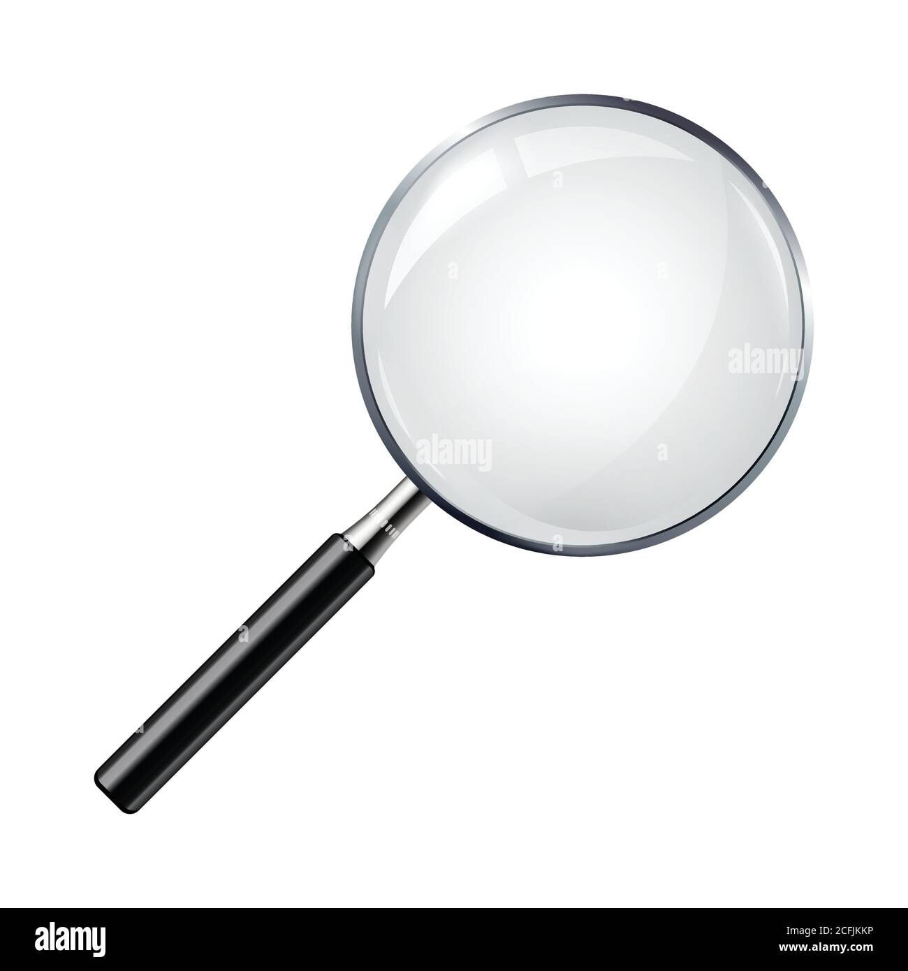 Lente d'ingrandimento realistica isolata su sfondo bianco. Illustrazione vettoriale. Illustrazione Vettoriale