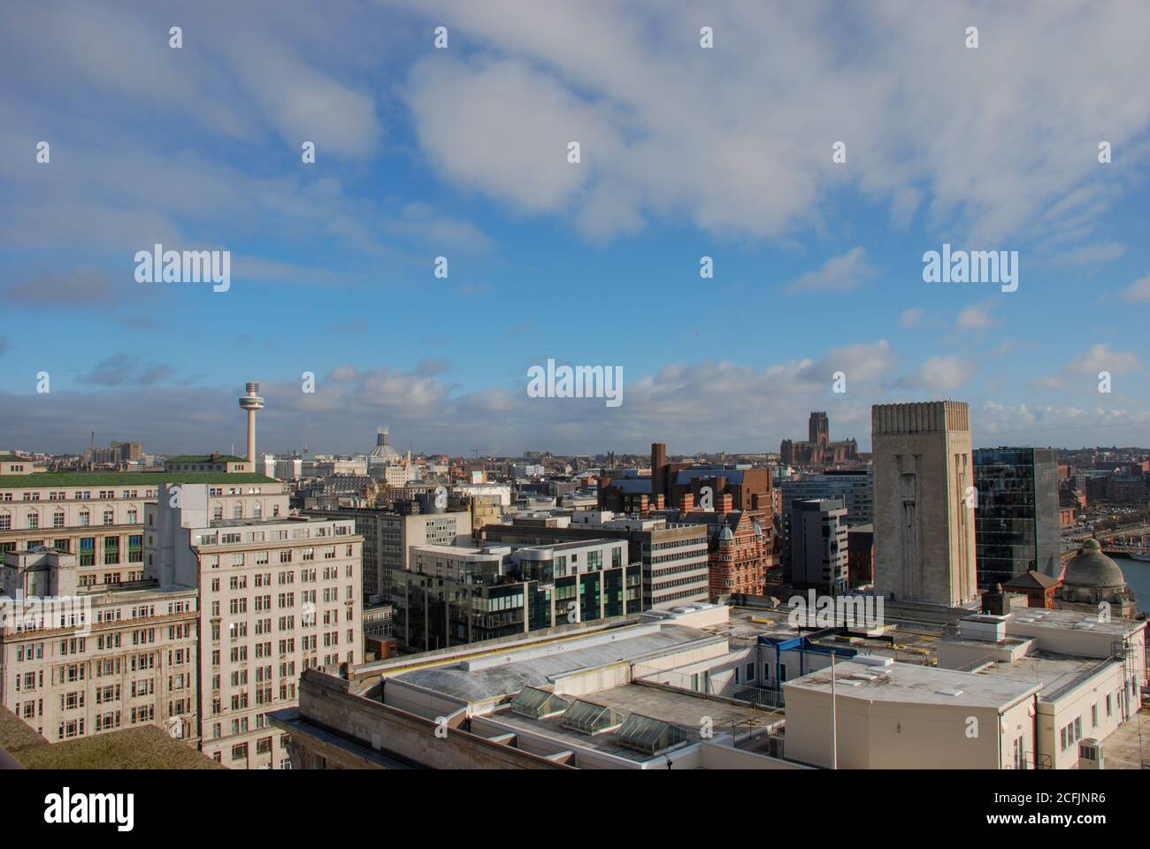 Lo skyline urbano della città di Liverpool, Regno Unito Foto Stock