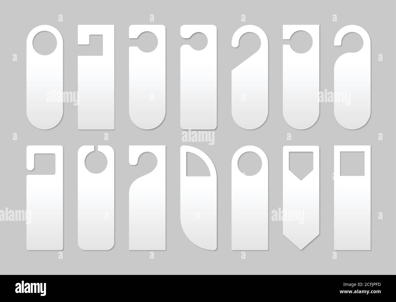 Illustrazione vettoriale creativa del set di staffe di bloccaggio per maniglie in plastica realistiche. Mockup vuoto. Illustrazione Vettoriale