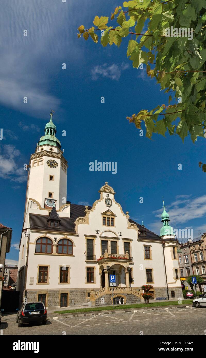 Municipio a Rynek (Piazza del mercato) a Ziębice, regione della bassa Slesia, Polonia Foto Stock