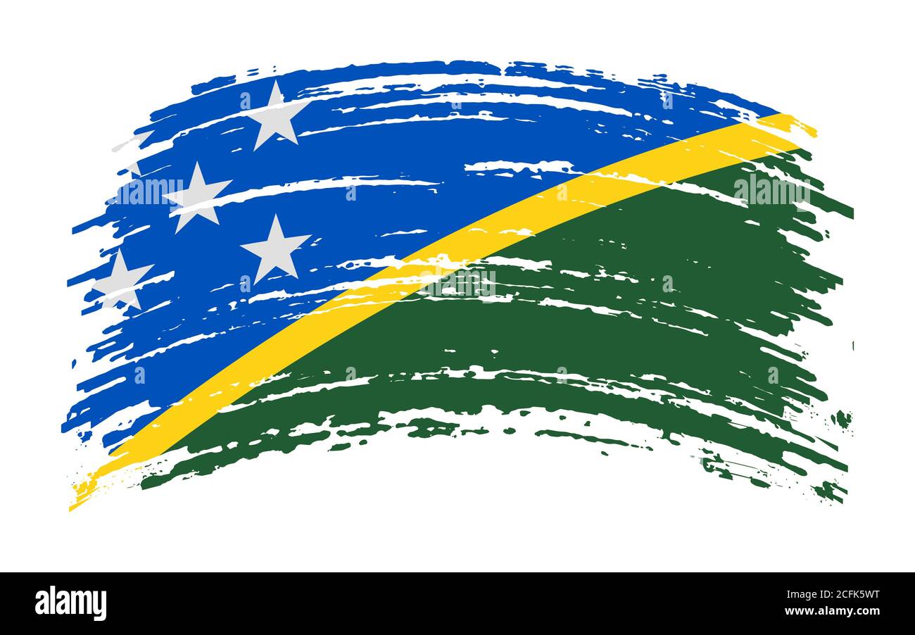 Bandiera delle Isole Salomone nel colpo di pennello grunge, vettore Illustrazione Vettoriale