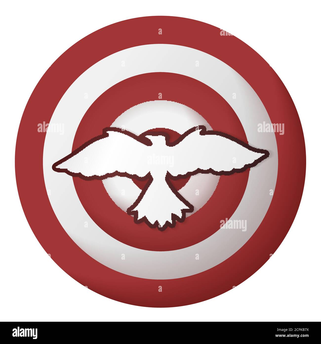 Icona con uccello sul bersaglio con rosso e bianco strisce su sfondo bianco Illustrazione Vettoriale