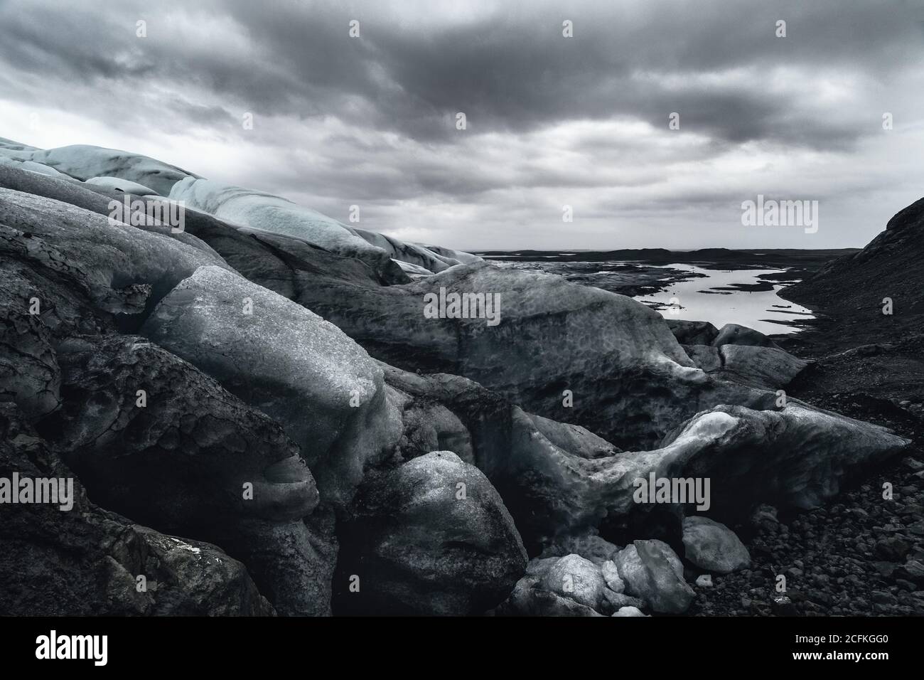 Drammatico paesaggio glaciale ultraterreno, Vatnajökull, Islanda Foto Stock