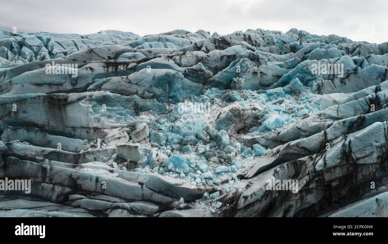 Drammatico paesaggio glaciale ultraterreno, Vatnajökull, Islanda Foto Stock