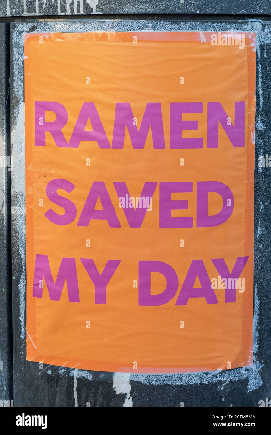 Ramen ha salvato il mio poster a Helsinki, in Finlandia Foto Stock