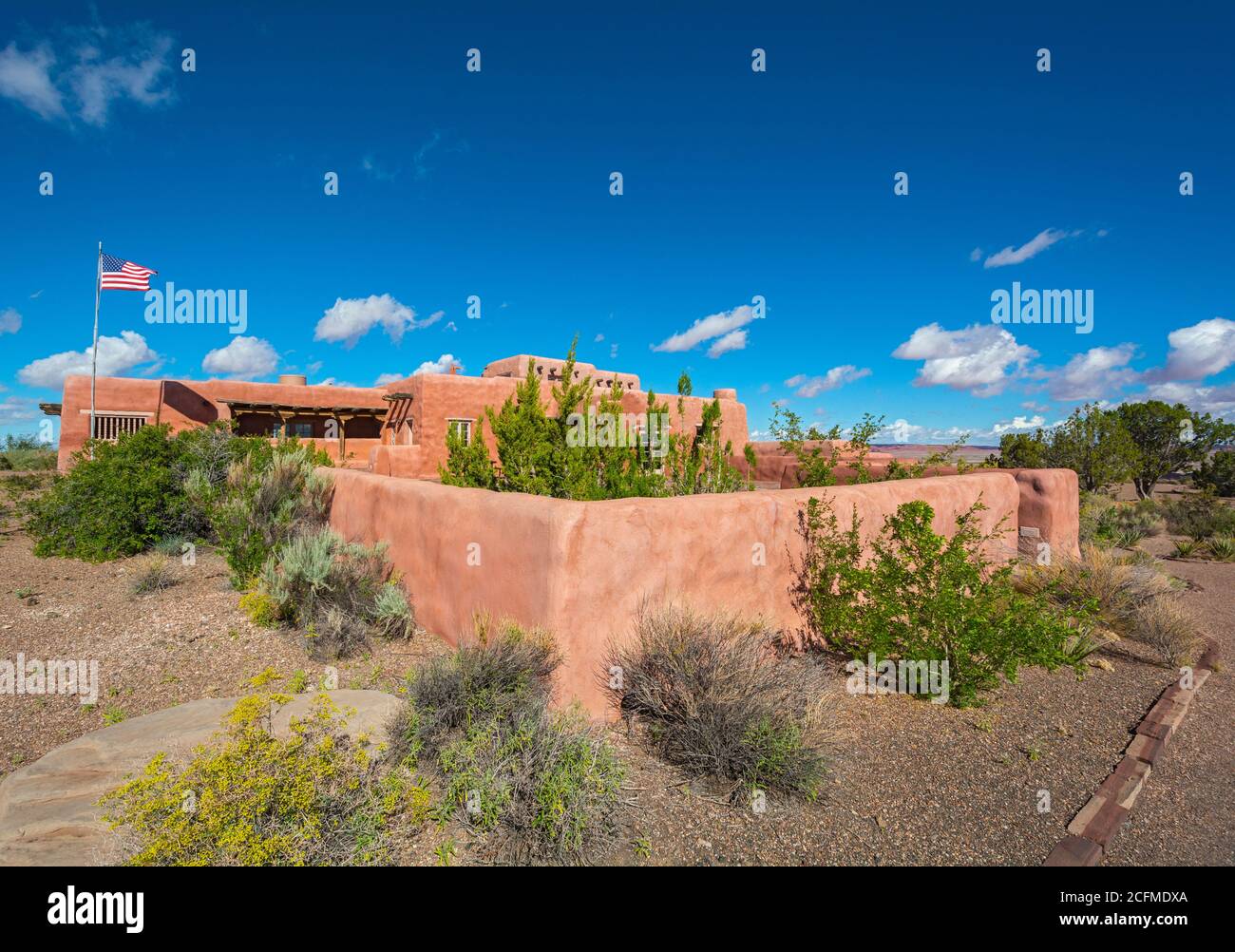 Arizona, Petrified Forest National Park, Painted Desert Inn, monumento storico nazionale, costruito all'inizio del 20C, ora un museo Foto Stock