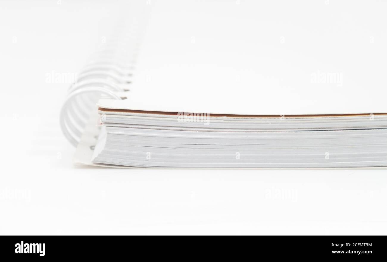 Closeup spirale notepad isolati su sfondo bianco, stock photo Foto Stock