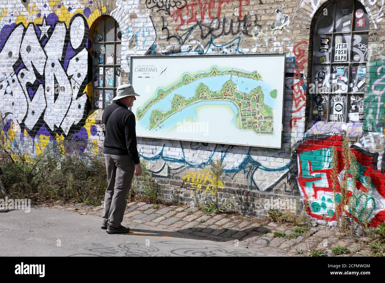 Mappa turistica di Freetown Christiania a Copenhagen Foto Stock