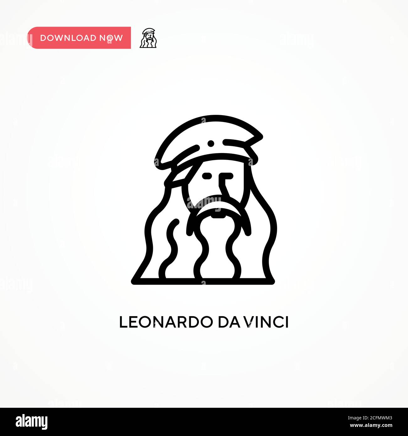Icona vettore Leonardo da Vinci. Illustrazione vettoriale semplice e moderna per siti Web o applicazioni mobili Illustrazione Vettoriale