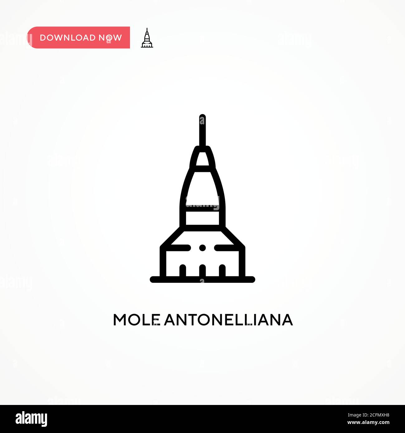 Icona del vettore mole antonelliana. Illustrazione vettoriale semplice e moderna per siti Web o applicazioni mobili Illustrazione Vettoriale