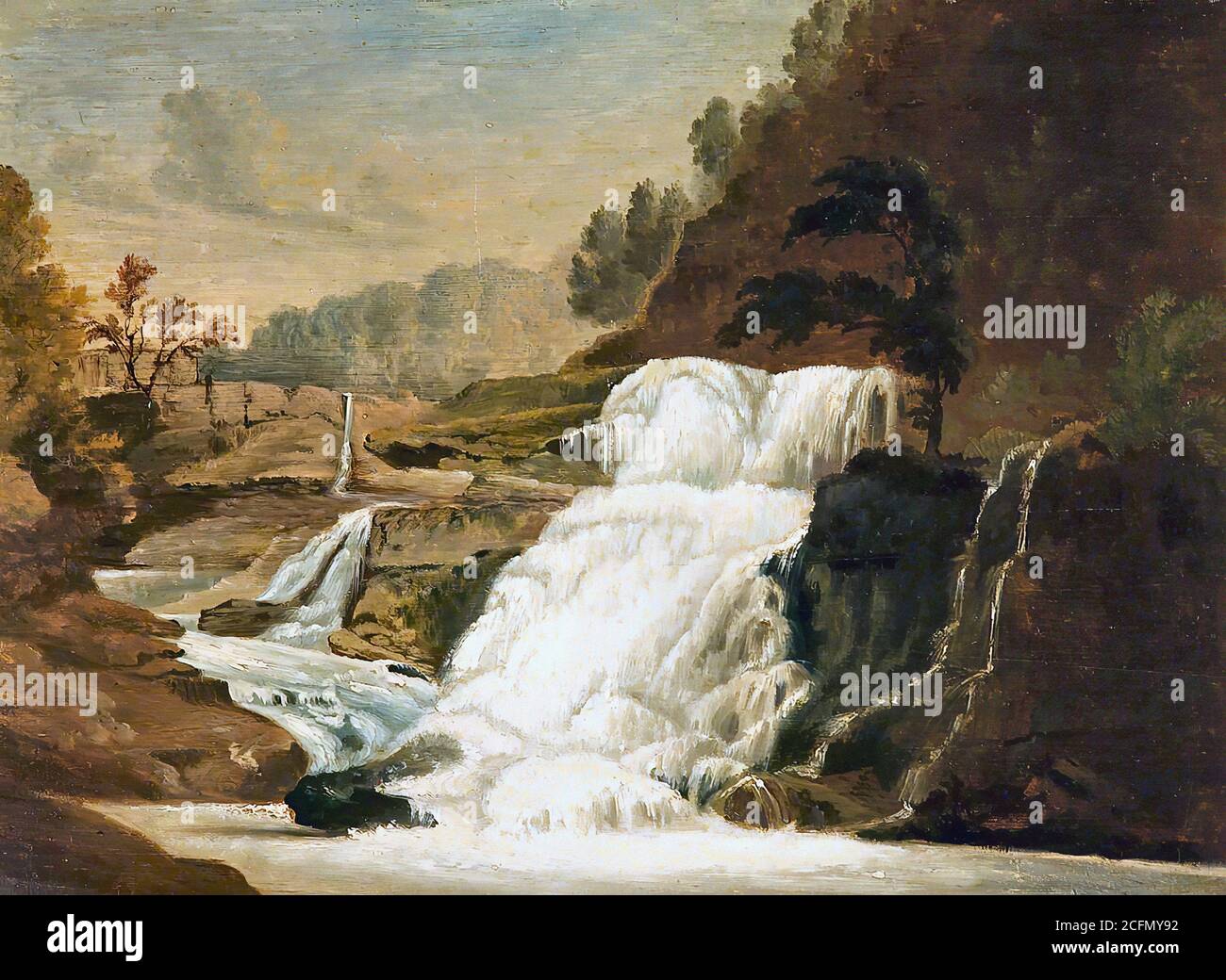 Williams Penry - cascata nella valle di Neath - inglese Scuola - 19 ° secolo Foto Stock