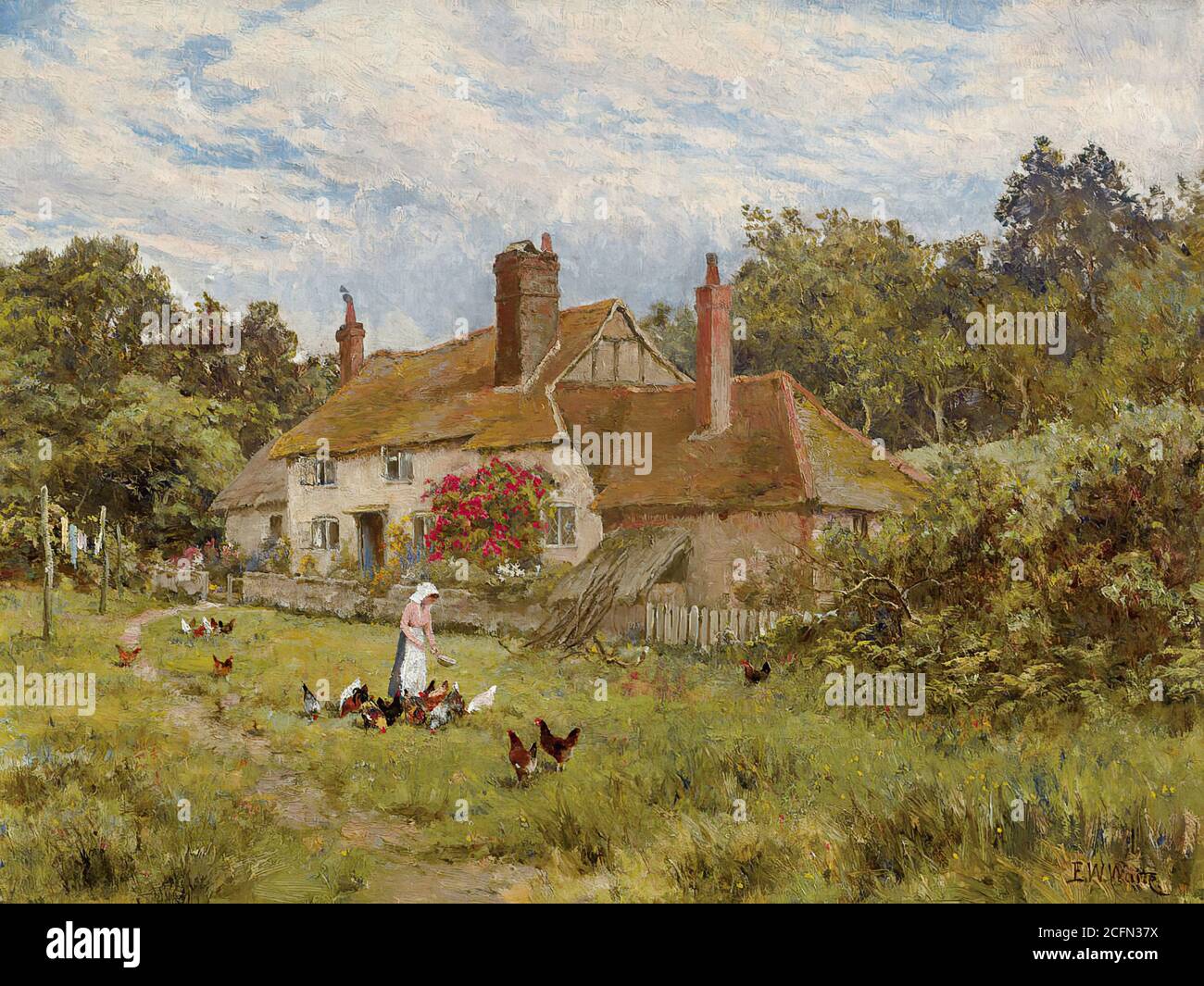 Waite Edward Wilkins - un cottage Surrey nel mese di giugno - British School - 19 ° secolo Foto Stock