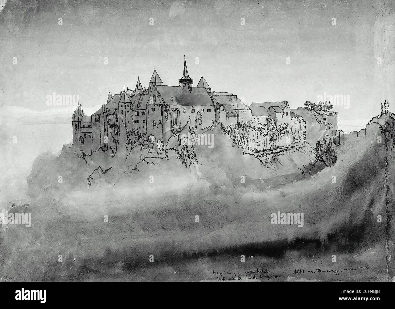 Ruskin John - Castello di Neuchâtel - Scuola Britannica - 19 ° secolo Foto Stock