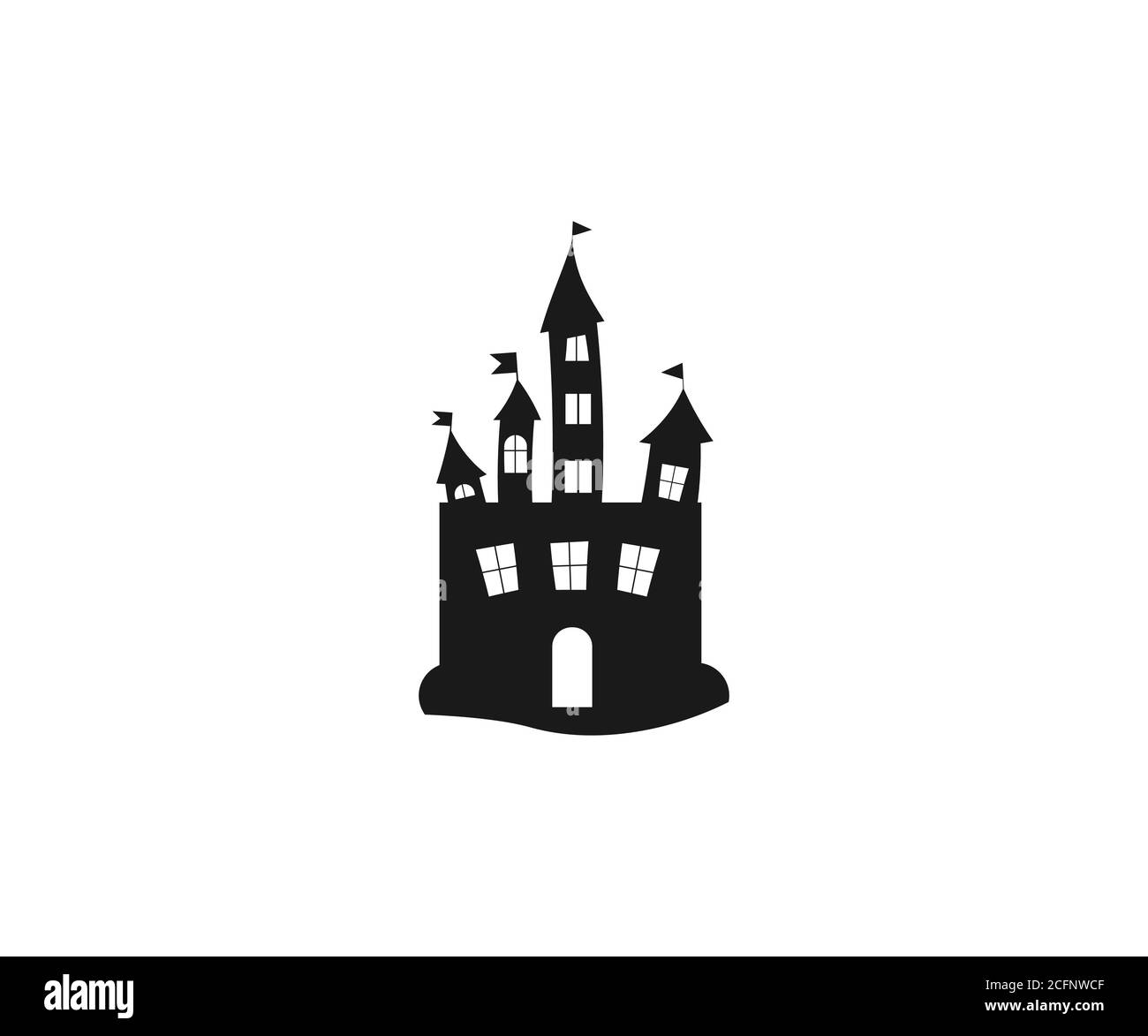 Castello, Halloween, icona horror. Illustrazione vettoriale, design piatto. Illustrazione Vettoriale