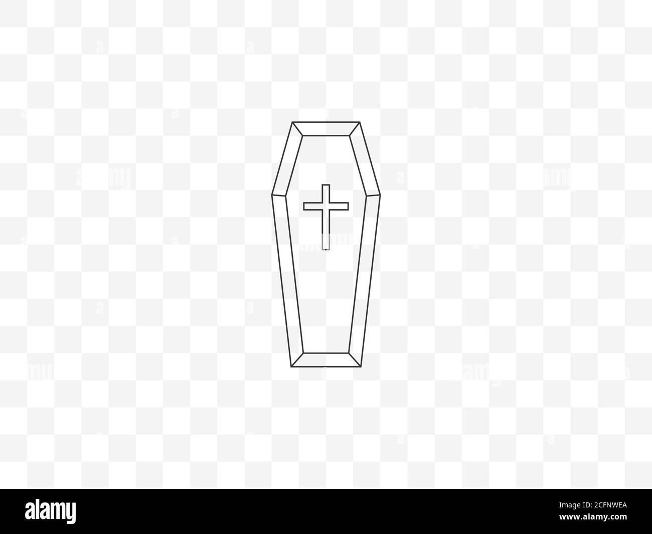 Coffin, morte, funerale, icona halloween. Illustrazione vettoriale, design piatto. Illustrazione Vettoriale