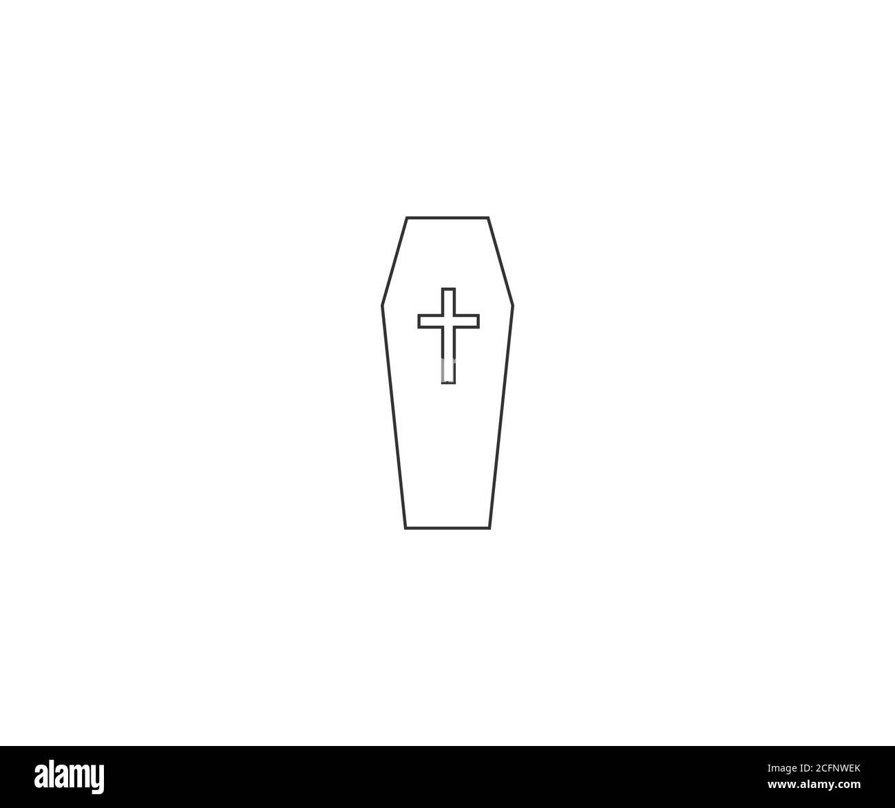 Coffin, morte, funerale, icona halloween. Illustrazione vettoriale, design piatto. Illustrazione Vettoriale