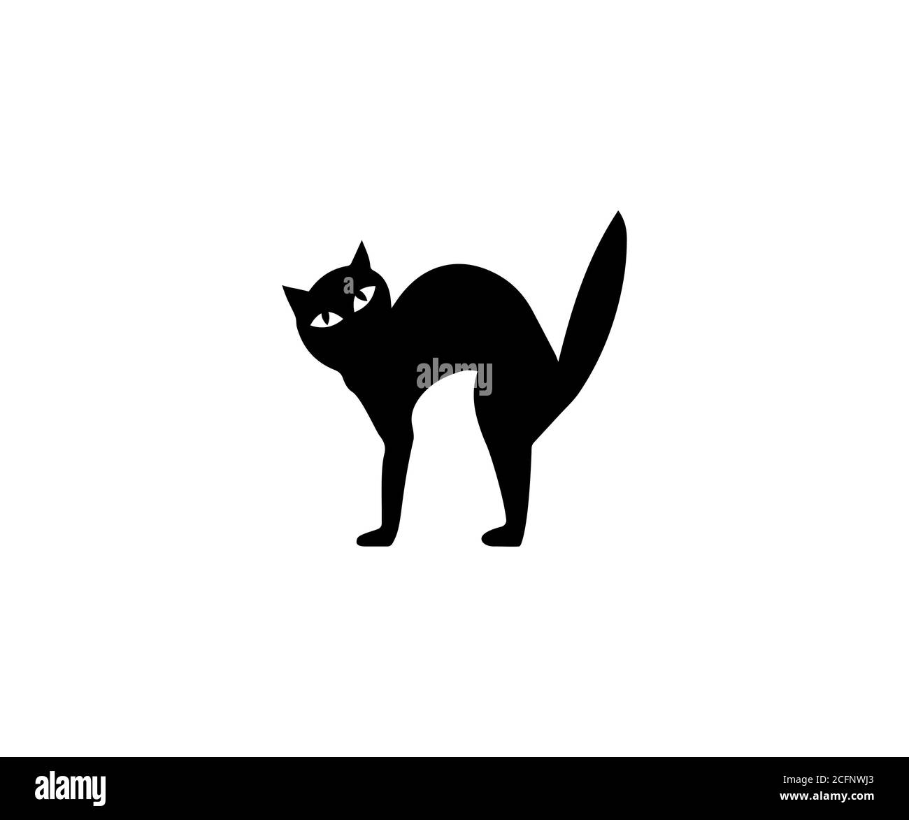 Gatto nero, icona Halloween. Illustrazione vettoriale, design piatto. Illustrazione Vettoriale
