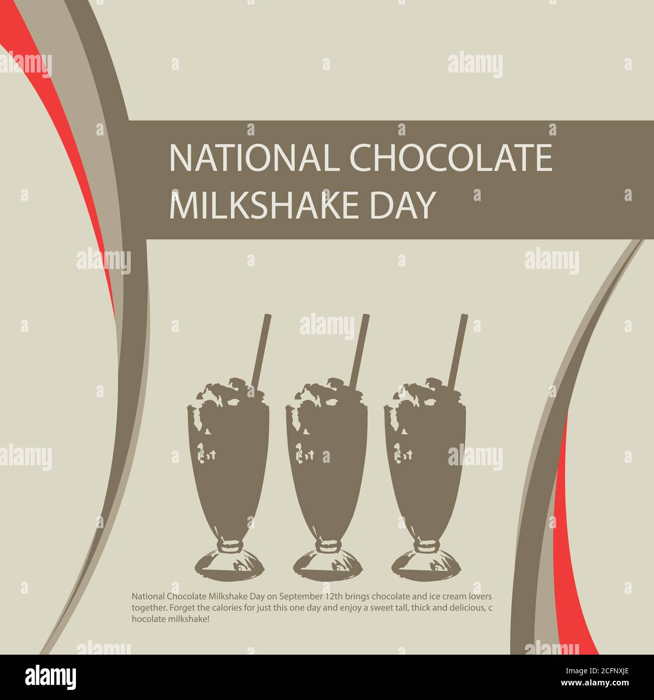 Il giorno nazionale del Milkshake al cioccolato il 12 settembre riunisce gli amanti del cioccolato e del gelato. Dimenticate le calorie per questo solo un giorno e godere Illustrazione Vettoriale