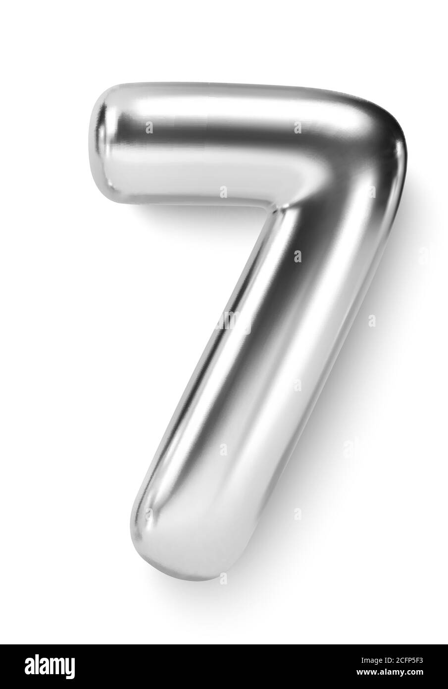 Numero d'argento Balloon 7 sette. Carattere 3D realistico vettoriale Illustrazione Vettoriale
