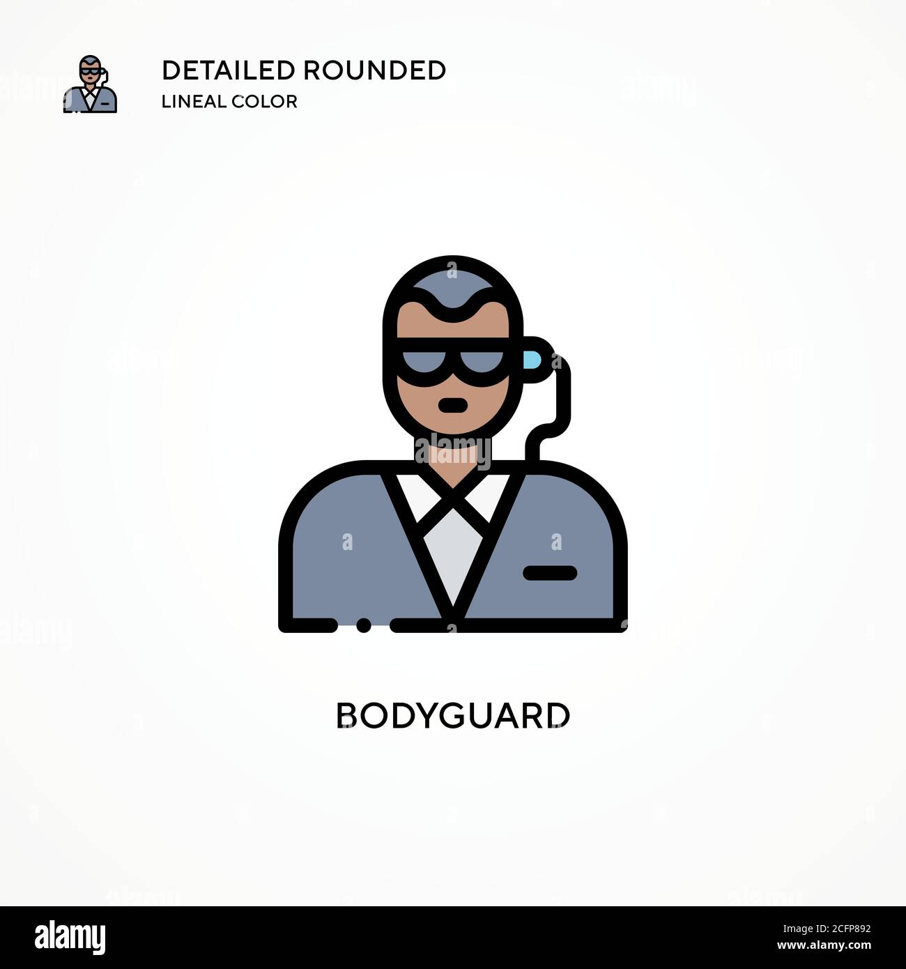 Icona vettore Bodyguard. Concetti moderni di illustrazione vettoriale. Facile da modificare e personalizzare. Illustrazione Vettoriale