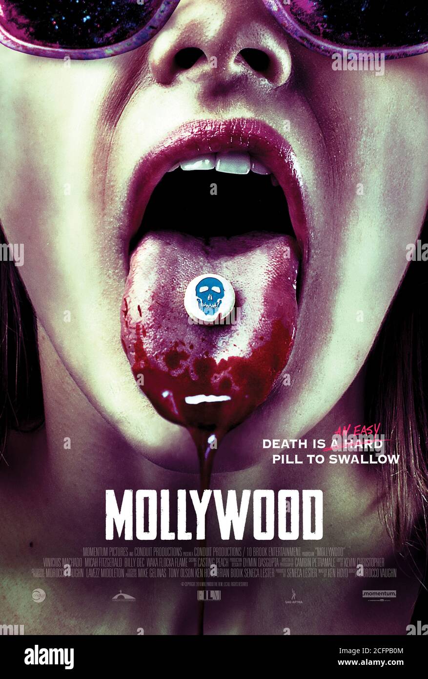 Mollywood (2019) diretto da Morocco Vaughn e interpretato da Leslie Lopez, Michael Braxton e Connar Brown. Un serial killer distribuisce le droghe mortali di strada come un commerciante di droga. Foto Stock