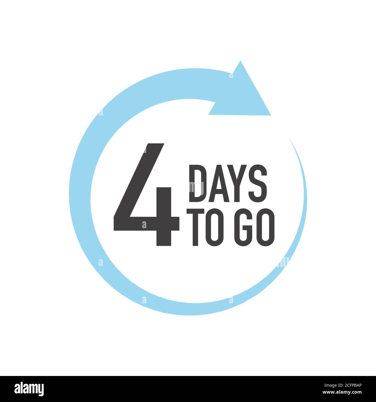 Icona quattro giorni alla volta. Simbolo rotondo con freccia blu. Illustrazione Vettoriale