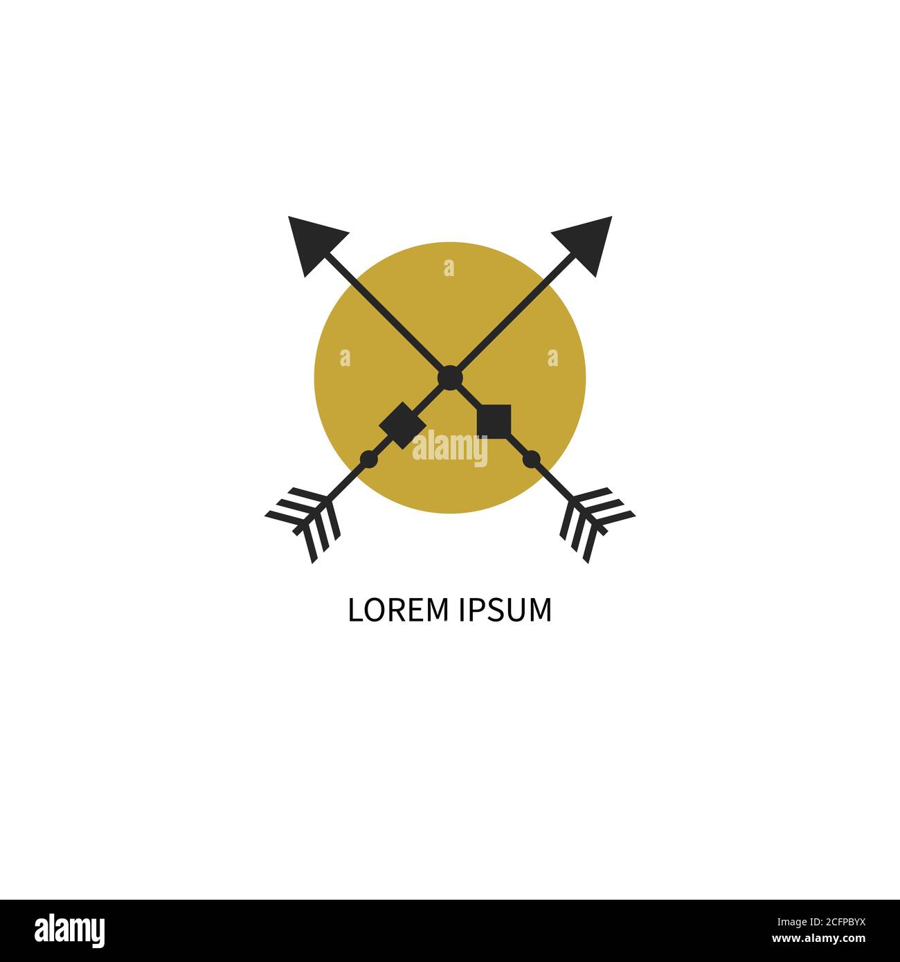 Logo hipster moderno con frecce incrociate verso l'alto per caffè e ristoranti. Icona minimal fashion Illustrazione Vettoriale