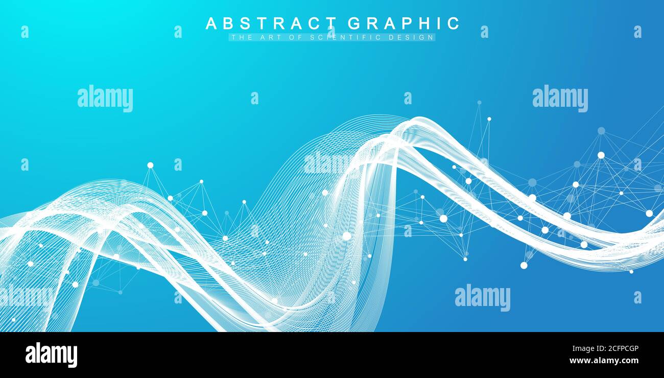 Genomico di grandi dimensioni per la visualizzazione di dati. Elica di DNA, il filamento di DNA, DNA Test. CRISPR CAS9 - ingegneria genetica. Una molecola o un atomo, neuroni. Struttura astratta per Illustrazione Vettoriale