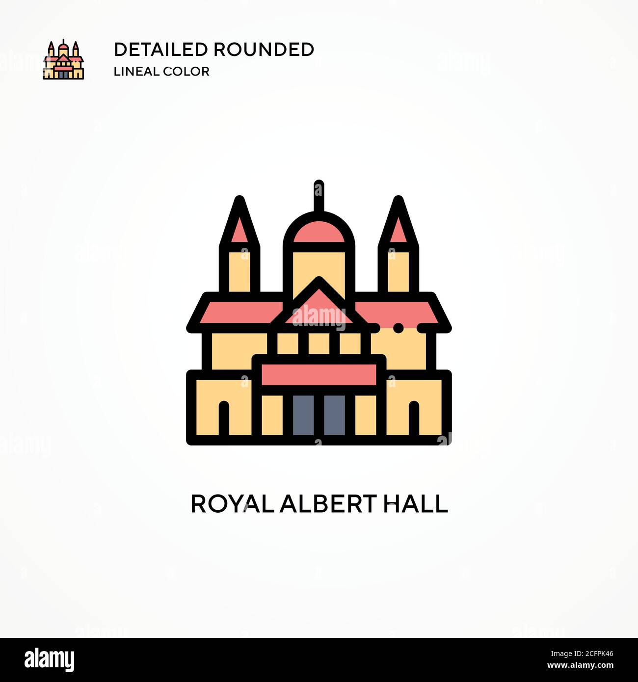 Icona vettore Royal albert Hall. Concetti moderni di illustrazione vettoriale. Facile da modificare e personalizzare. Illustrazione Vettoriale