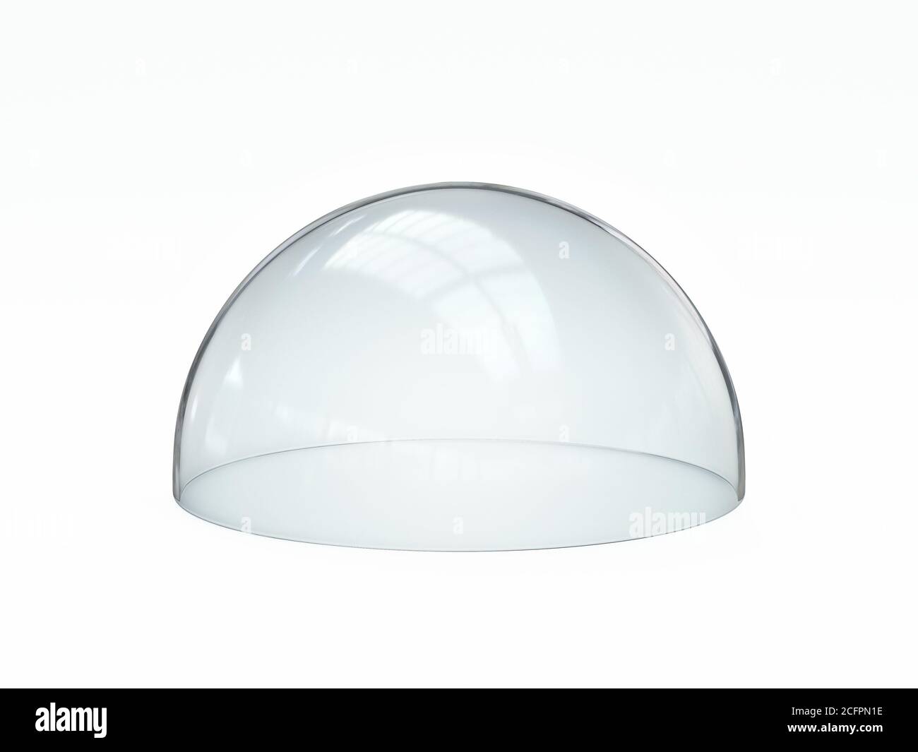 Cupola di vetro vuota, copertura emisferica trasparente rendering 3d Foto Stock