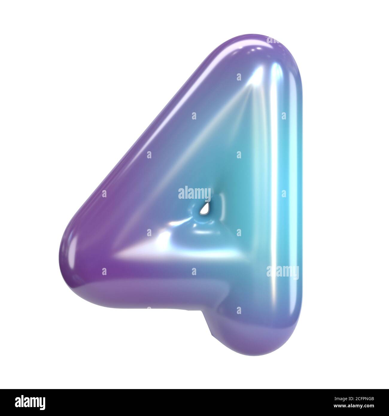 Carattere rotondo viola e blu, bollatura come lettere e numeri, rendering 3d numero 4 Foto Stock