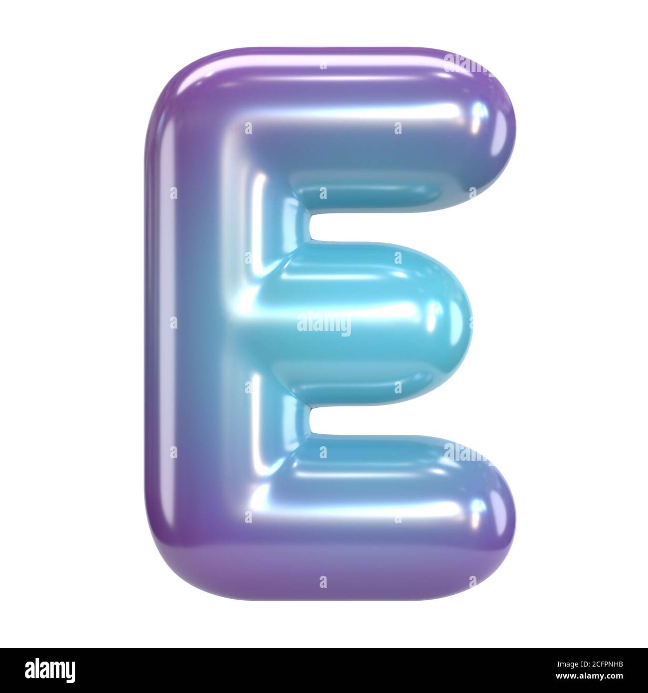 Carattere rotondo viola e blu, bollatura come lettere e numeri, rappresentazione 3d della lettera e Foto Stock