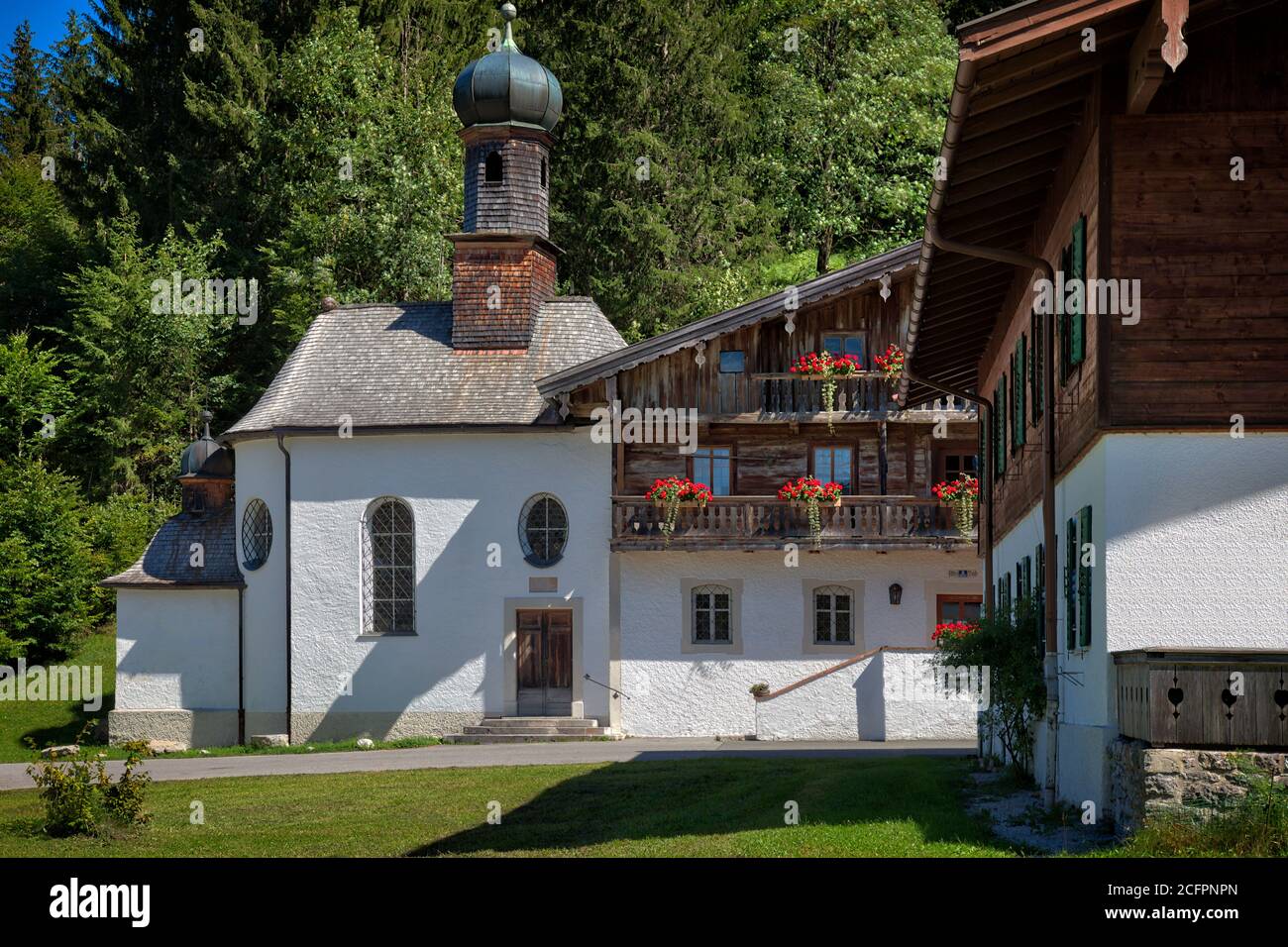DE - BAVARIA: Heilig Kreuz Kapelle (Cappella della Santa Croce) a Wildbad Kreuth Foto Stock
