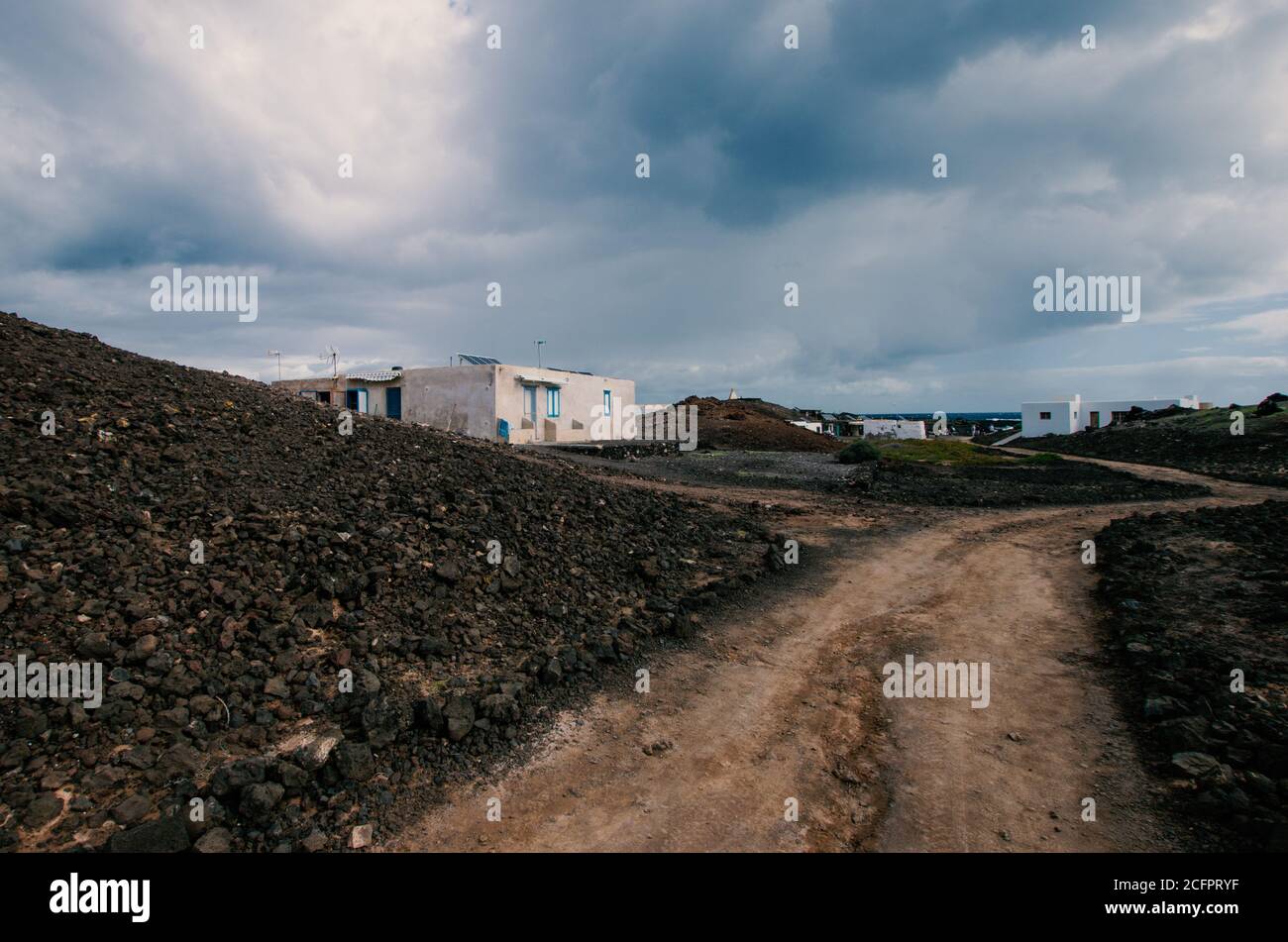 Los Lobos, percorso all'interno dell'isola vulcanica selvaggia nell'arcipelago delle Canarie, un parco naturale di straordinaria bellezza. Foto Stock