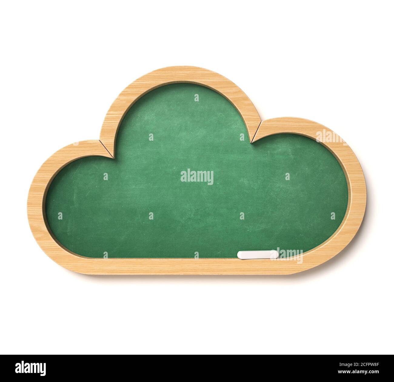 Lavagna a forma di icona cloud, concetto di e-learning di lavagna, lezioni e corsi online, rendering 3d Foto Stock