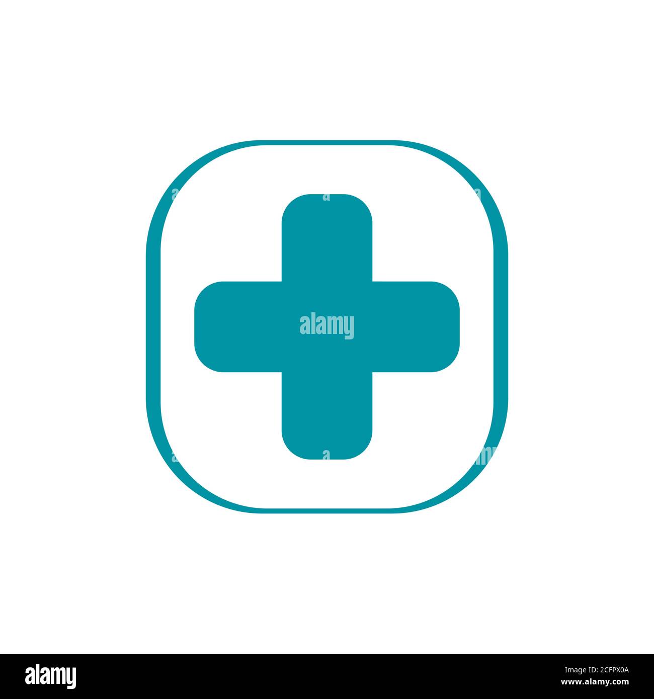 Il disegno del logo del medico e del vettore di illustrazione per la farmacia medica e di sanità e simboli dell'ospedale della clinica. Illustrazione Vettoriale